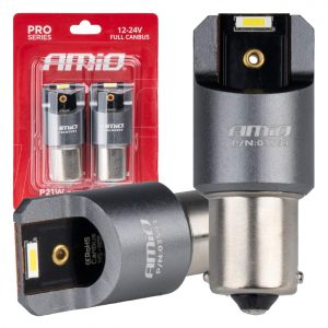 Bombillas LED FULL CANBUS PRO BA15S P21W 2x1860SMD Blancas 12V 24V AMIO