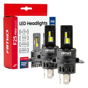 Kit LED Serie F25 PRO BLACK FULL CANBUS H4 H19 70W 12V 24V AMiO