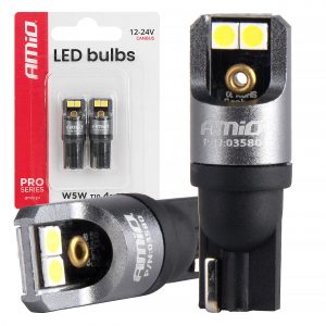 Bombillas LED FULL PRO T10 W5W 4x3030 SMD Blanco 12V 24V AMIO